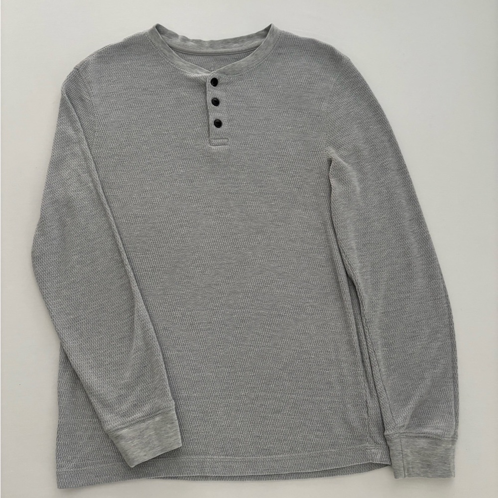 George Gray Long Sleeve Tee with Ribbed Collar